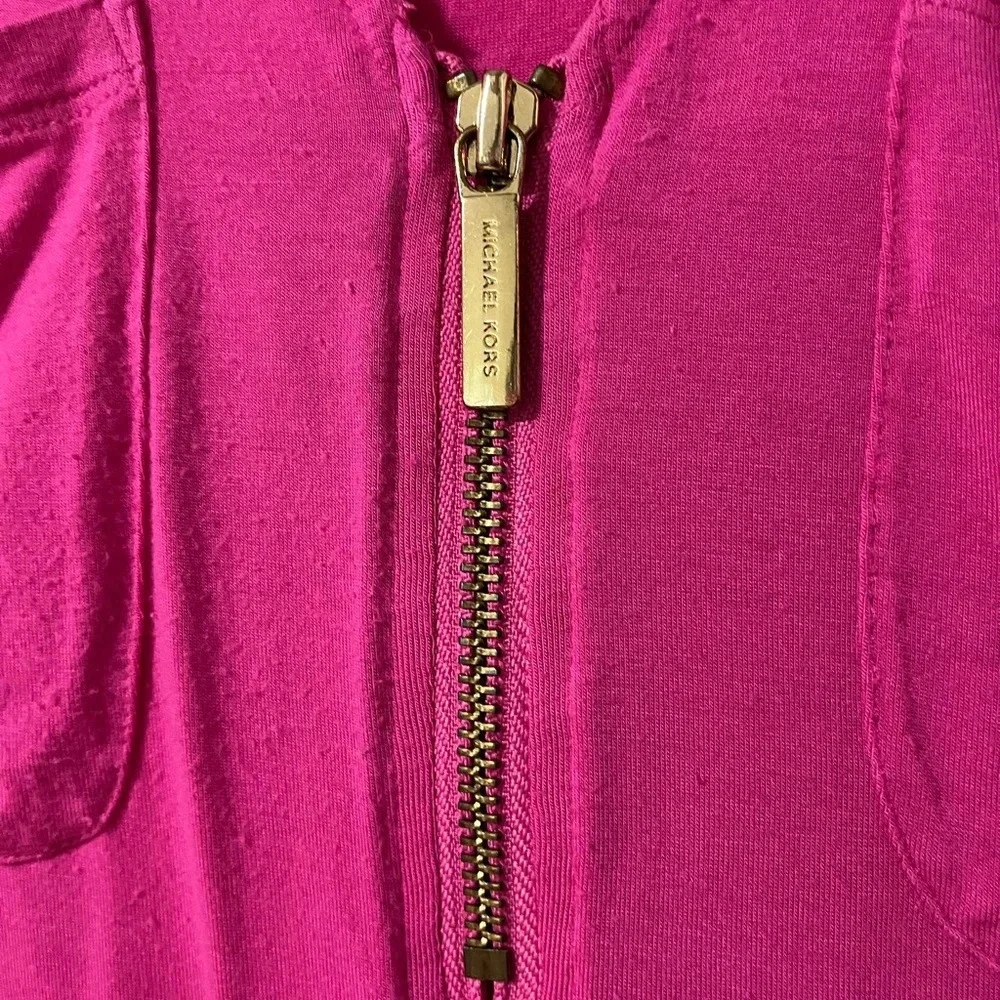Michael Kors women’s hot pink tank gold exposed zipper and pockets layering